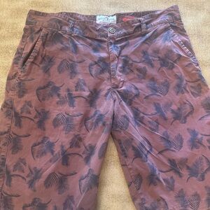 Blue and Pink Flat Front Shorts with Floral Print